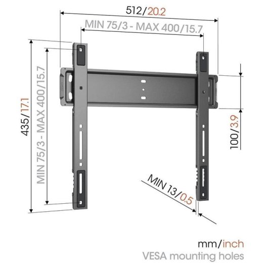 Vogel's TVM 5505 Support TV Mural Fixe 32 à 77" VESA 75x75 à 400x400 Max 75Kg
