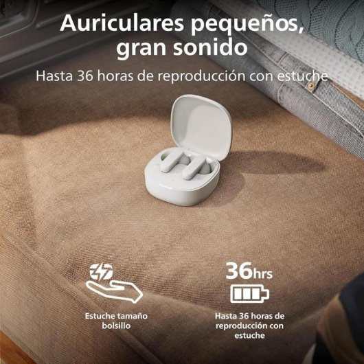 Auriculares Philips TAT2200WT/00 inalámbricos Bluetooth con cancelación activa de ruido blanco