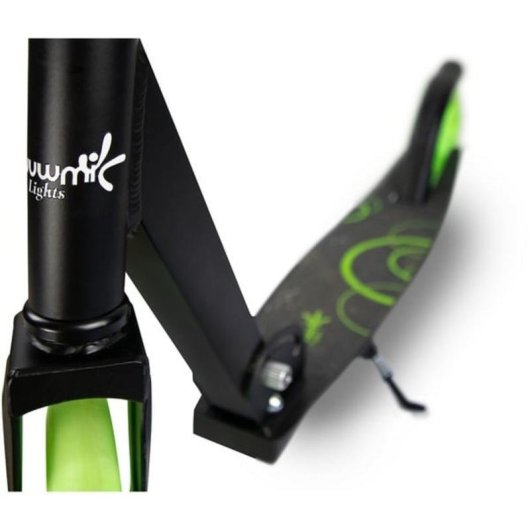 Patinete Muuwmi Lights GLOW 215 mm Ruedas rápidas Freno trasero Negro/Verde
