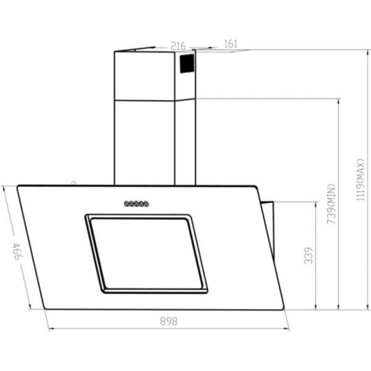 Dunstabzugshaube Respekta CH 22010/90 SBZ Abluft 90cm LED