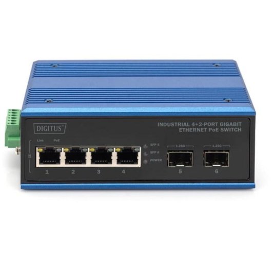 Conmutador PoE Gigabit Ethernet Industrial Digitus 4+2 Puertos