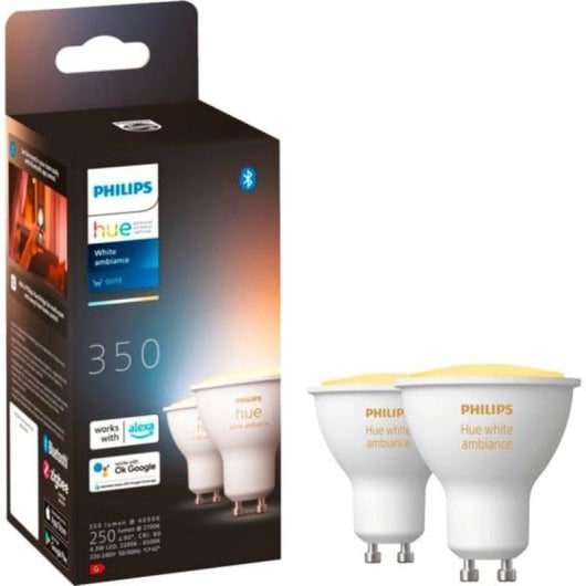 Kit 2 Lampadine LED Smart Philips Hue White Ambiance GU10 + Bridge