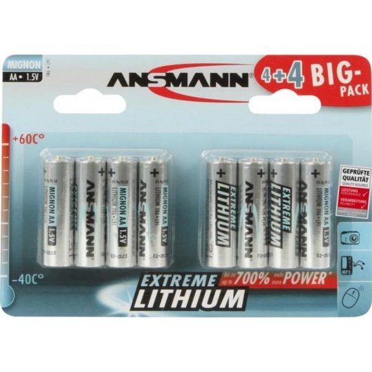 Ansmann AA Lithium 4+4 Batterie 1,5V 8er Pack