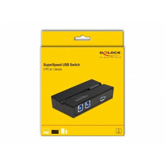 Switch DeLOCK 2 Ports USB 3.0 5 Gbit/s mit Taster und Magnetmontage