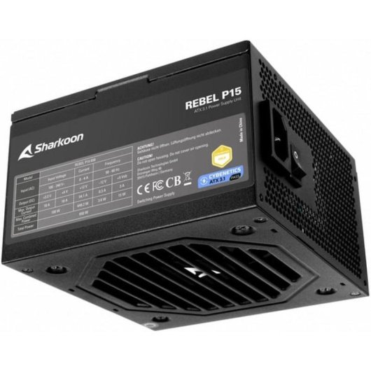 Source d'Alimentation Sharkoon Rebel P15 650W Certification Cybenetics Gold ventilateur 120 mm