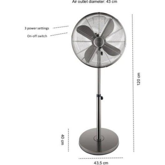 Ventilatore a Piantana Steba VT S6 50W 43cm 3 Velocità Oscillante Altezza Regolabile Gunmetal