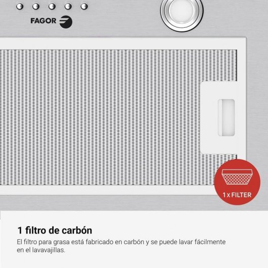Campana extractora Fagor Grupo filtrante 391 m3/h 60cm mandos pulsantes