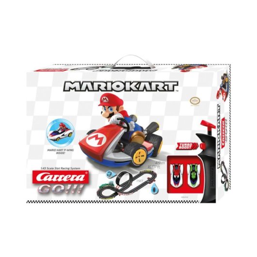Set de pistas y vehículo Carrera Mario Kart GO!!! con 4,9 m de pista a escala 1:43