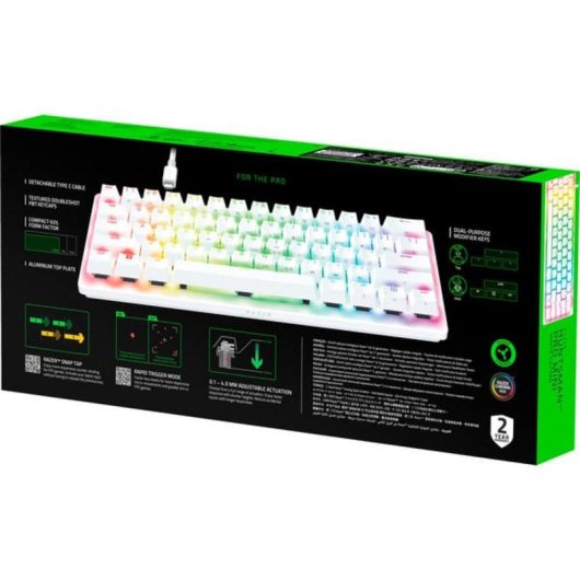 Teclado Razer Huntsman V3 Pro Mini óptico gaming compacto RGB blanco