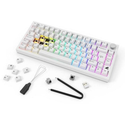 Teclado Sharkoon SKILLER SGK55W mecánico gaming blanco RGB inalámbrico y cable