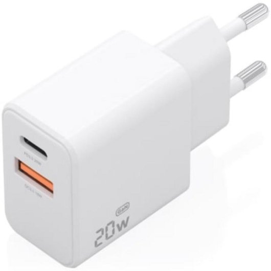 Cargador GaN Aisens 20W USB-C PD3.0 USB-A QC3.0 Blanco