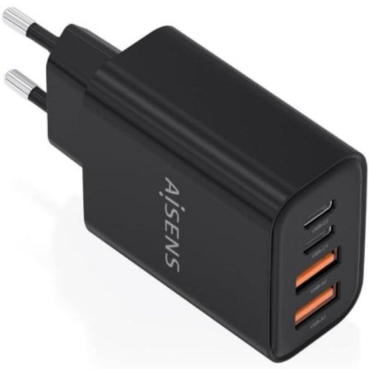 Carregador GaN Aisens 32W 2xUSB-C PD3.0 2xUSB-A Preto