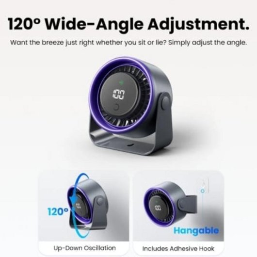 Mini-Ventilator Tragbar Vention PBJN0-Pro 10W 3 Stufen USB Wiederaufladbar mit Digitalanzeige