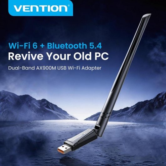 Tarjeta de red Vention KDXB0 USB-A 2.0 Wi-Fi 6 AX900M Bluetooth 5.4 Dual Band
