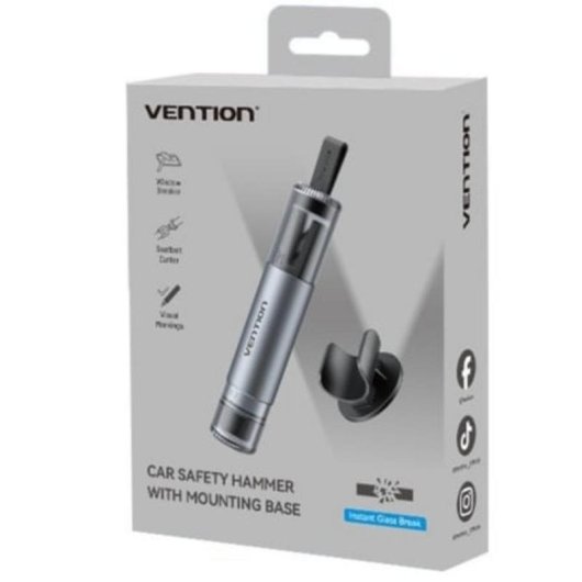 Vention KRUH0 Marteau de sécurité 2-en-1 rompe-croute coupe-ceinture gris