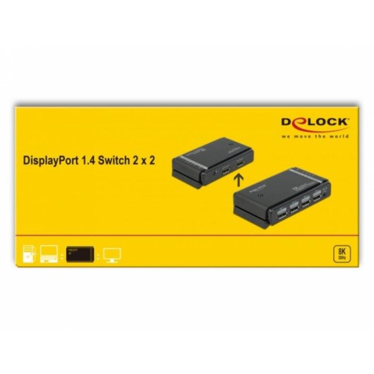 Conmutador DisplayPort DeLOCK 1.4 8K 2x1 con Control Remoto