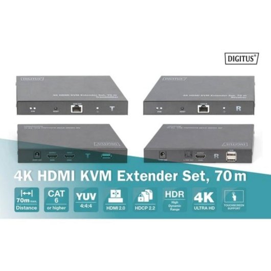 Kit HDMI KVM Repeater 4K 60 Hz 70 m Digitus DS-55513