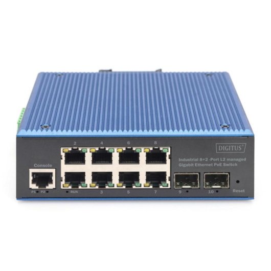 Switch Industriale Gigabit Ethernet PoE+ Gestito L2 8+2 Porte Digitus DN-651157