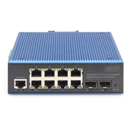 Switch Industriale Gigabit Ethernet PoE+ Gestito L2 8+2 Porte Digitus DN-651157