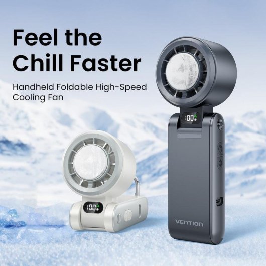 Mini Ventilador de Mano Vention PBCH0 11,1Wh 13000RPM 100 Velocidades Batería 3000mAh USB-C
