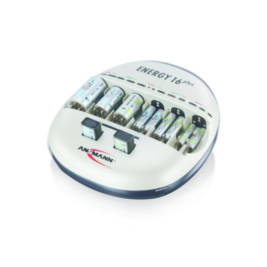 Cargador de baterías Ansmann Energy 16+, 16 baterías, 9V/AA/AAA/C/D, 2 USB