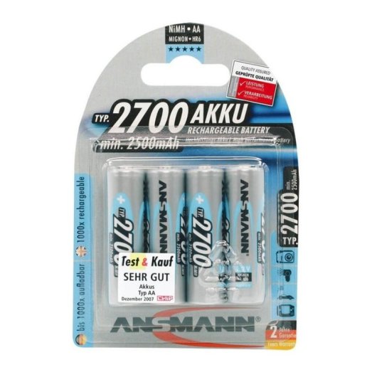 Pilas recargables Ansmann AA 2700mAh NiMH 4 unidades