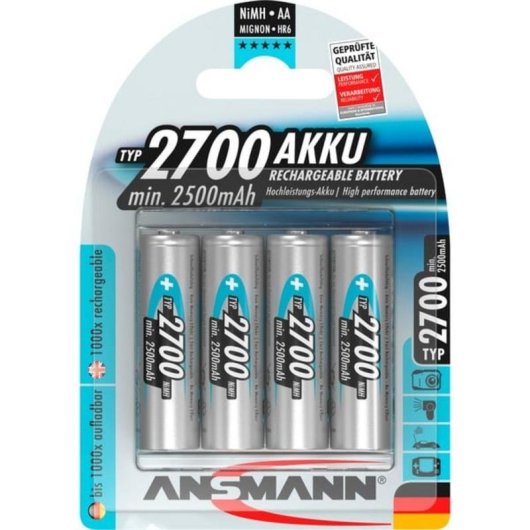 Pilas recargables Ansmann AA 2700mAh NiMH 4 unidades