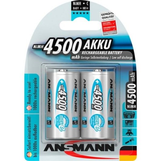 Wiederaufladbare C-Batterie Ansmann maxE C 4500mAh NiMH 2er Set