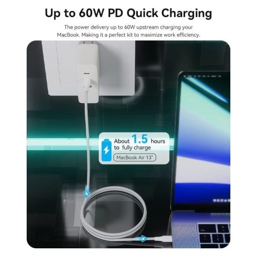 USB-C auf USB-C Kabel Vention TAXWD 3A 0,5m Weiß