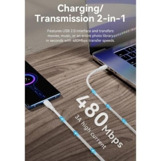 USB-C auf USB-C Kabel Vention TAXWD 3A 0,5m Weiß