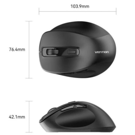 Ratón Vention KTM inalámbrico Dual-Mode Bluetooth 5.1 4000 DPI negro 6 botones