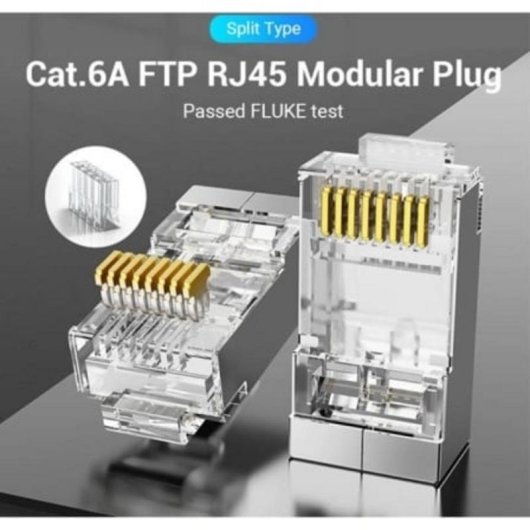 Conector modular Vention IDF Cat 6A FTP Pack 50 Unidades Transparente