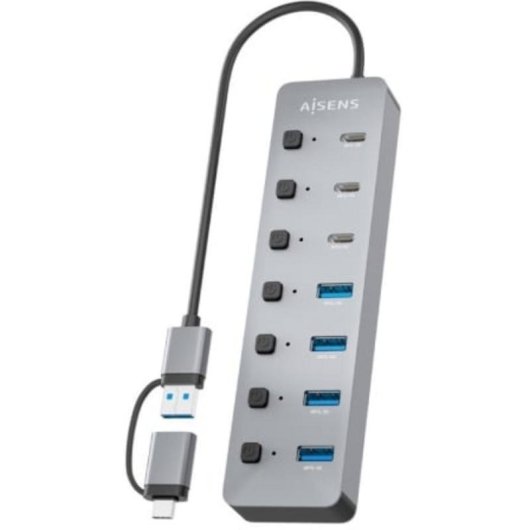 Hub Aisens 8 portas 5 Gbps USB3.1 Gen1 ASUC-8P043-GR com botões