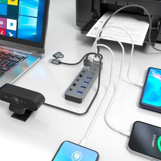 Hub Aisens 8 portas 5 Gbps USB3.1 Gen1 ASUC-8P043-GR com botões