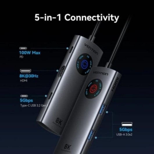 Hub USB-C Vention TQXHB 8K 5-in-1 HDMI Power Delivery
