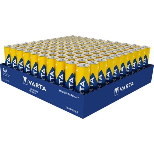 Pack 100 Piles AA VARTA Longlife Power 1,5V Alcalines