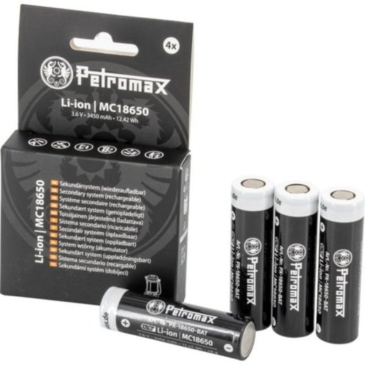 Batería Petromax Ion de Litio 18650 3,5 Ah 4 unidades