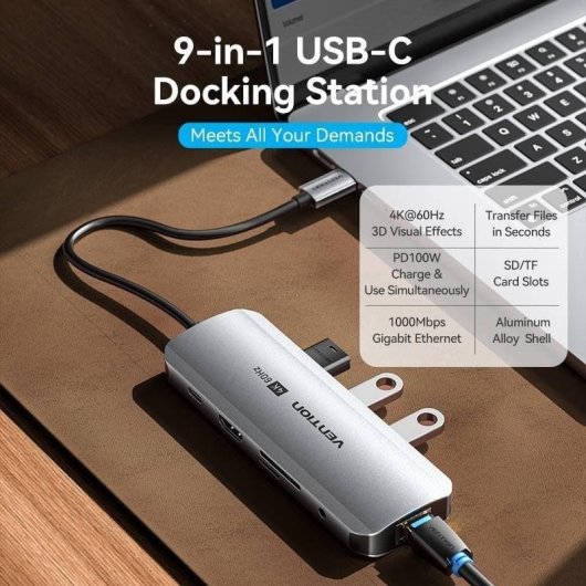 Vention TQLHB USB-C Hub 9-in-1 Grau