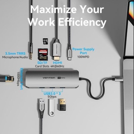 Vention TQLHB USB-C Hub 9-in-1 Grau