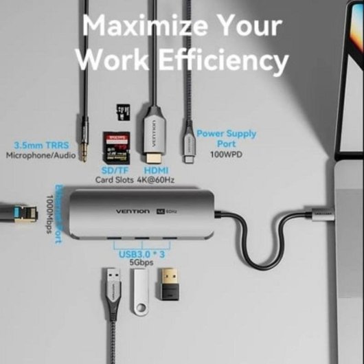 Vention TQLHB USB-C Hub 9-in-1 Grau