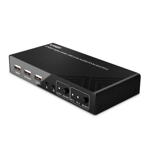 Interrupteur KVM Lindy 2 Ports HDMI 4K60 USB Audio Noir