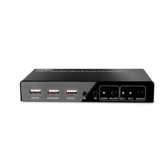 Interrupteur KVM Lindy 2 Ports HDMI 4K60 USB Audio Noir