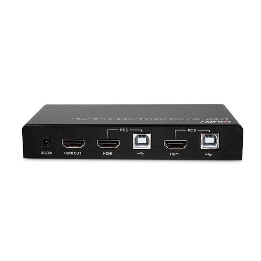 Interrupteur KVM Lindy 2 Ports HDMI 4K60 USB Audio Noir