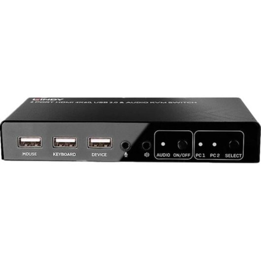 Interrupteur KVM Lindy 2 Ports HDMI 4K60 USB Audio Noir