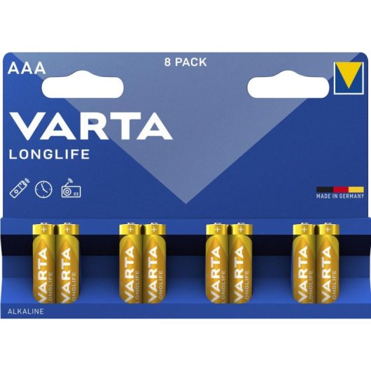 Pile AAA Alcaline Varta LR03 Longlife 1,5V - 8 unités