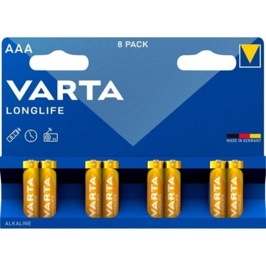 Pile AAA Alcaline Varta LR03 Longlife 1,5V - 8 unités