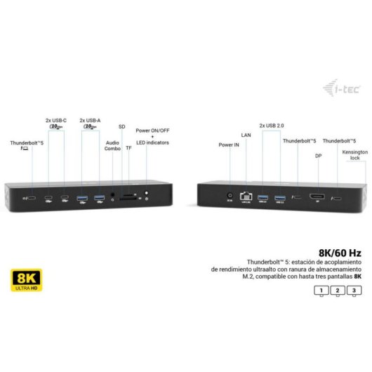 i-tec Thunderbolt 5 Triple Display Docking Station M.2 PD 140W