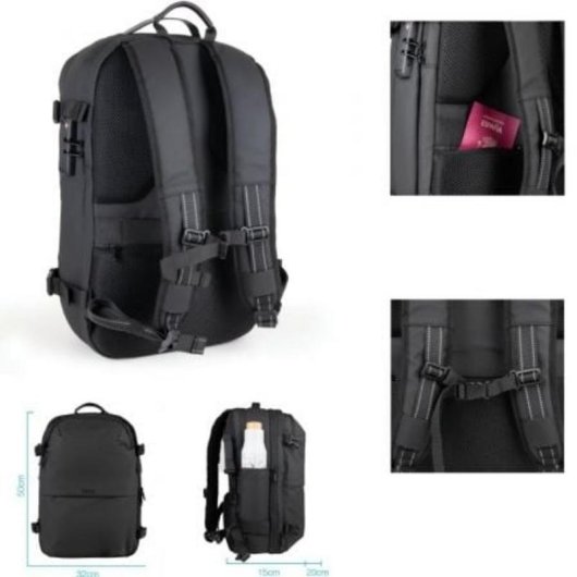Mochila de viaje TooQ con compresión al vacío y bomba de aire 17"