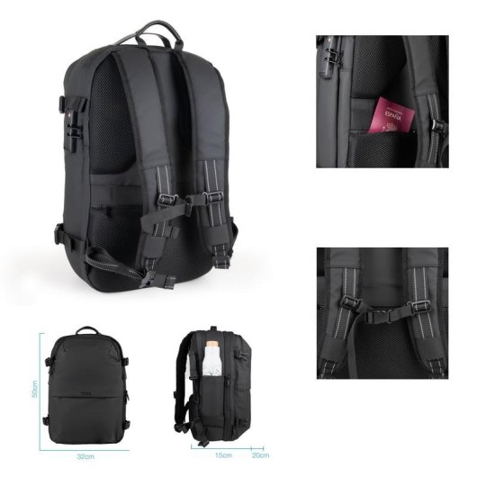 Mochila de viaje TooQ con compresión al vacío y bomba de aire 17"