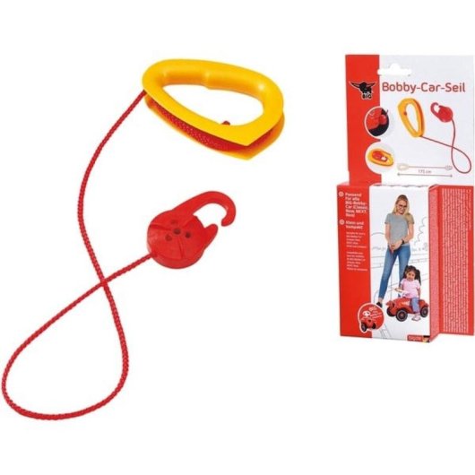 BIG Bobby-Car Câble de traction Voiture infantile Rouge et Jaune